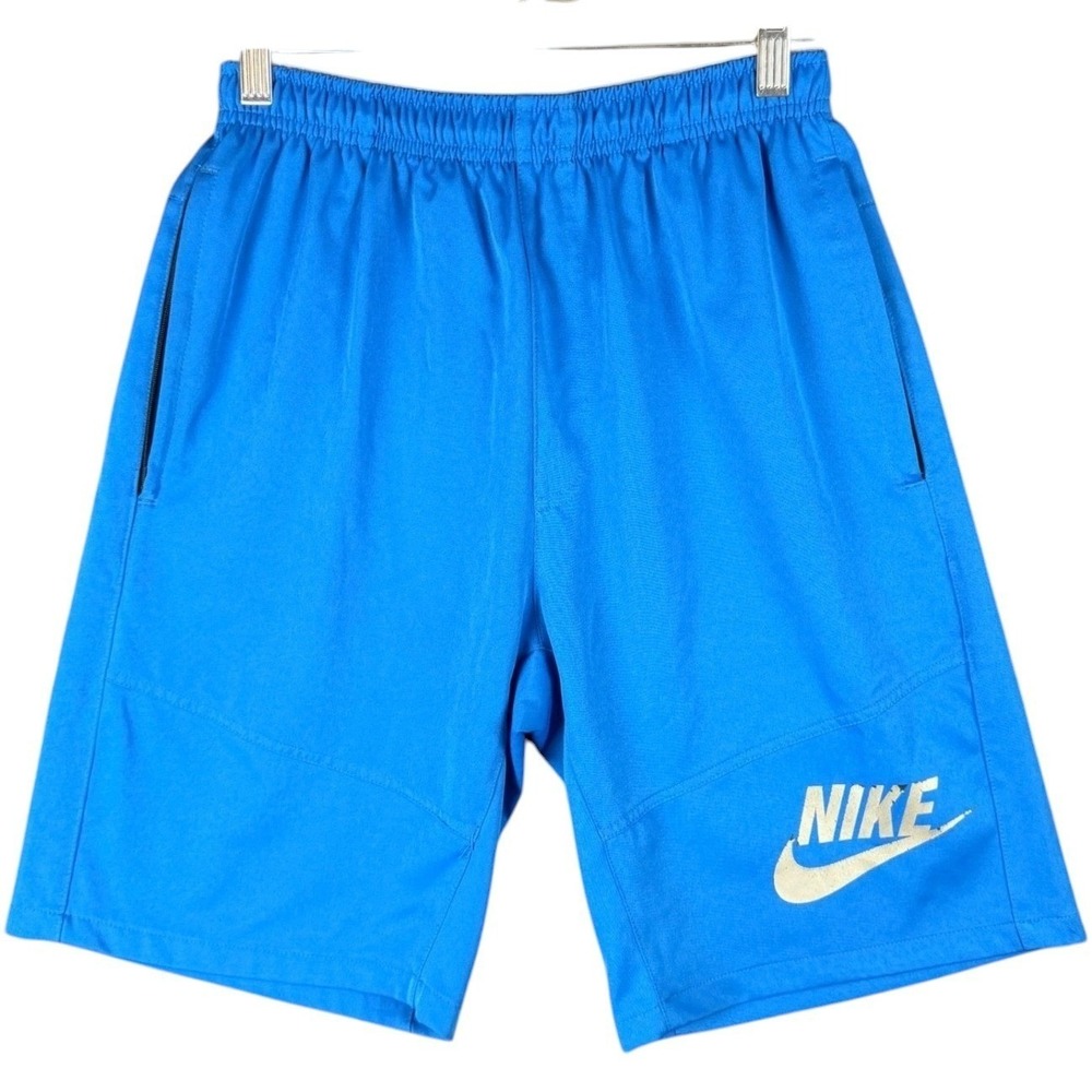 Nike Mens Size Medium Dri-FIT Athletic Shorts Blue Zipper Pockets Activewear